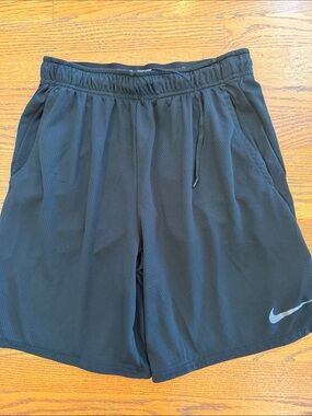 Nike Men’s Black Athletic Mesh Shorts with Reflective Swoosh